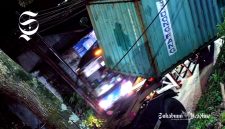Lakalantas tunggal, kontainer terlepas dari truk trailer di Cikembar Sukabumi - Irfan Permana