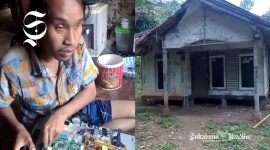 Sunandi, tuna netra asal Nyalindung, Kabupaten Sukabumi, sedang memperbaiki barang elektronik - Bayu Anggara