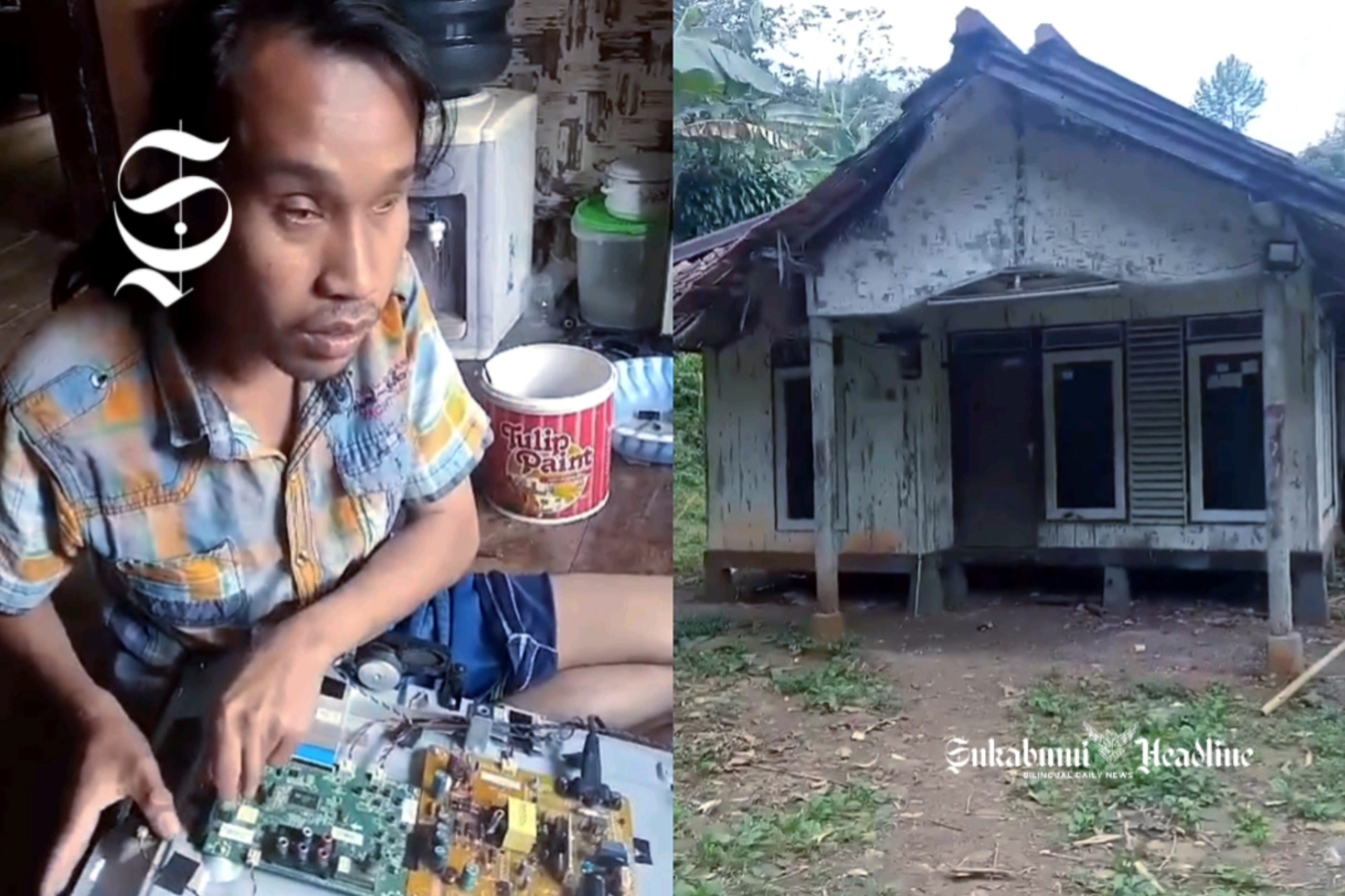 Punya skill di luar nalar, begini cara tuna netra di Sukabumi penuhi kebutuhan hidup 1 Sunandi, tuna netra asal Nyalindung, Kabupaten Sukabumi, sedang memperbaiki barang elektronik - Bayu Anggara