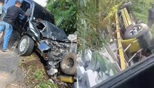 Tabrakan beruntun di Jalan Raya Sagaranten – Nyalindung Sukabumi