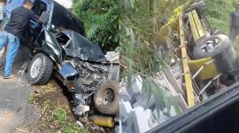 Tabrakan beruntun di Jalan Raya Sagaranten – Nyalindung Sukabumi