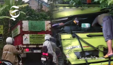 Tronton vs truk tabrakan di Jalan Pelabuhan II Cikembar, lalin macet - Ist