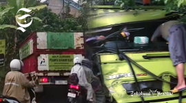 Tronton vs truk tabrakan di Jalan Pelabuhan II Cikembar, lalin macet - Ist