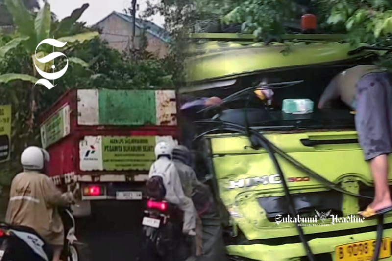 Tronton vs truk tabrakan di Jalan Pelabuhan II Cikembar, lalin macet - Ist