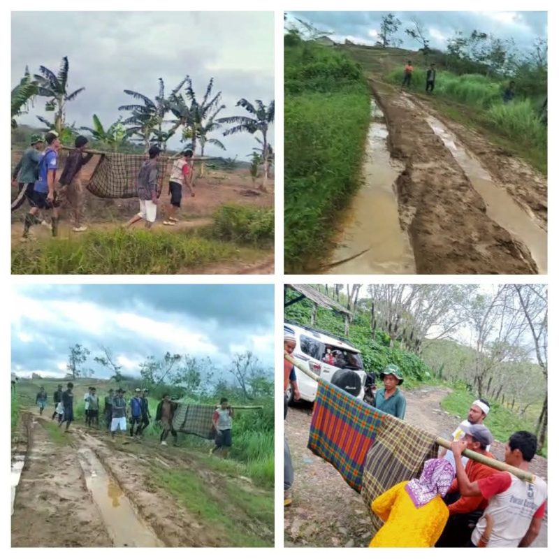 Miris, sebab jalan rusak parah, warga Sukabumi sakit harus ditandu - Ist