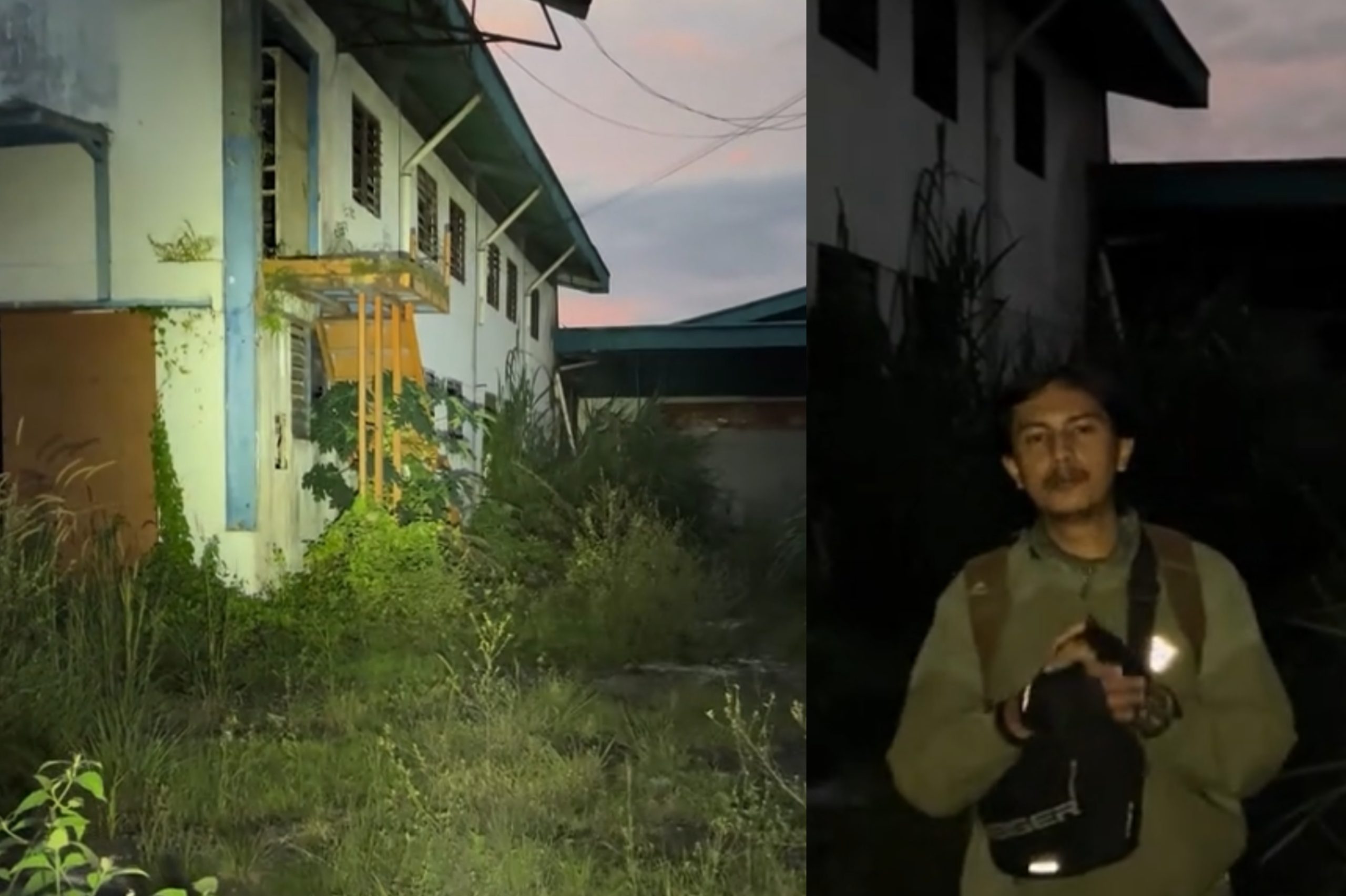 Bagian dalam bangunan bekas PT Baju Indah Indonesia Sukabumi dan kreator konten Ahmad Suhaeri - Ahmad Suhaeri