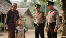 Ilustrasi anak menangis dimarahi orang tua, lalu lapor polisi - sukabumiheadline.com/AI