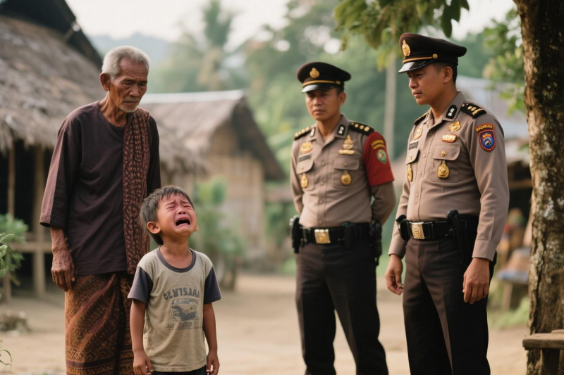 Ilustrasi anak menangis dimarahi orang tua, lalu lapor polisi - sukabumiheadline.com/AI