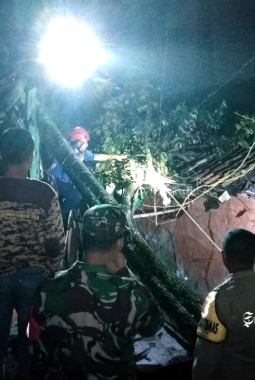 Rumah Sidik di Parungkuda Sukabumi hancur tertimpa pohon durian