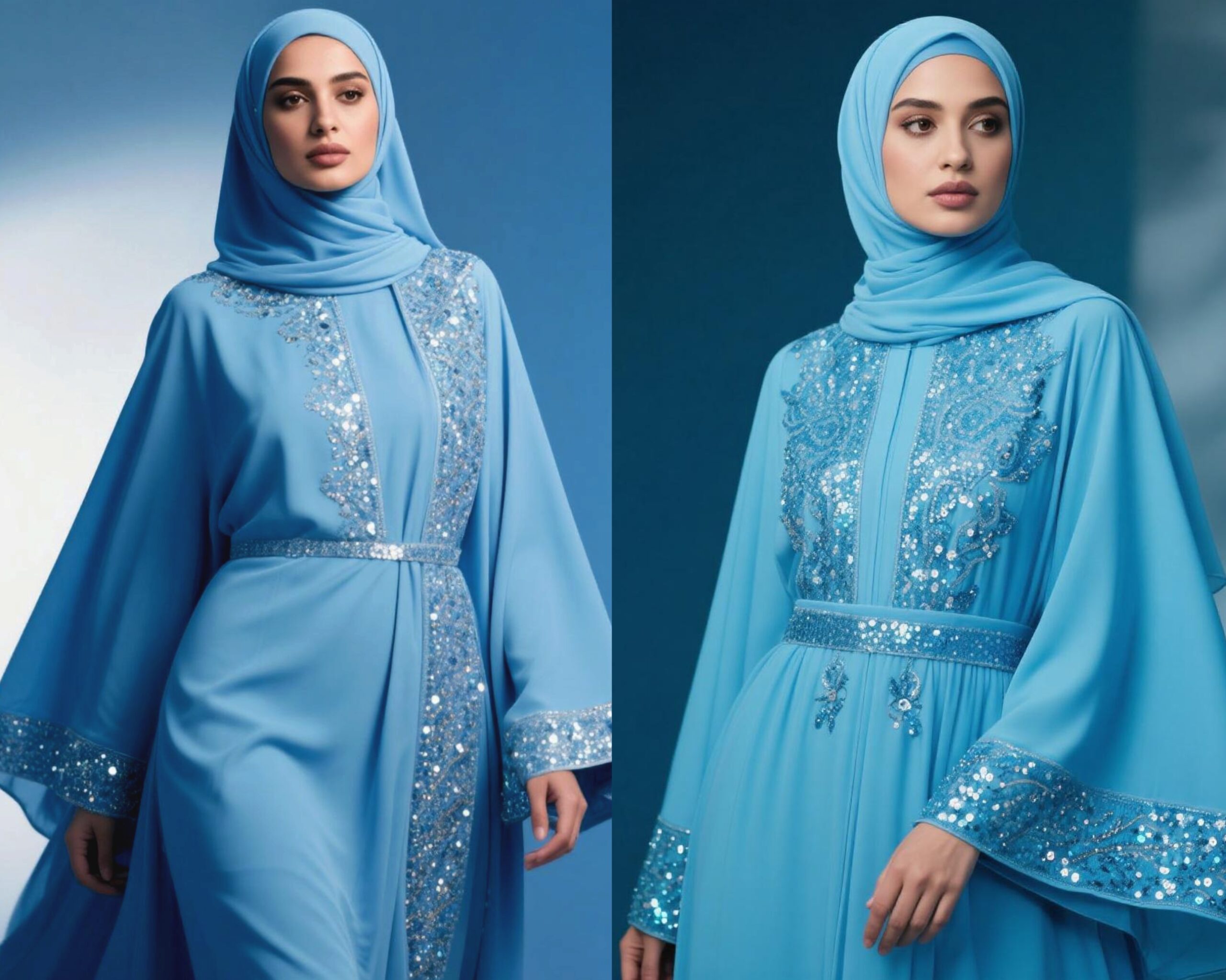 Gamis simpel tapi modis, serta sentuhan mewah dengan payet dan bordir, warna ash blue - sukabumiheadline.com