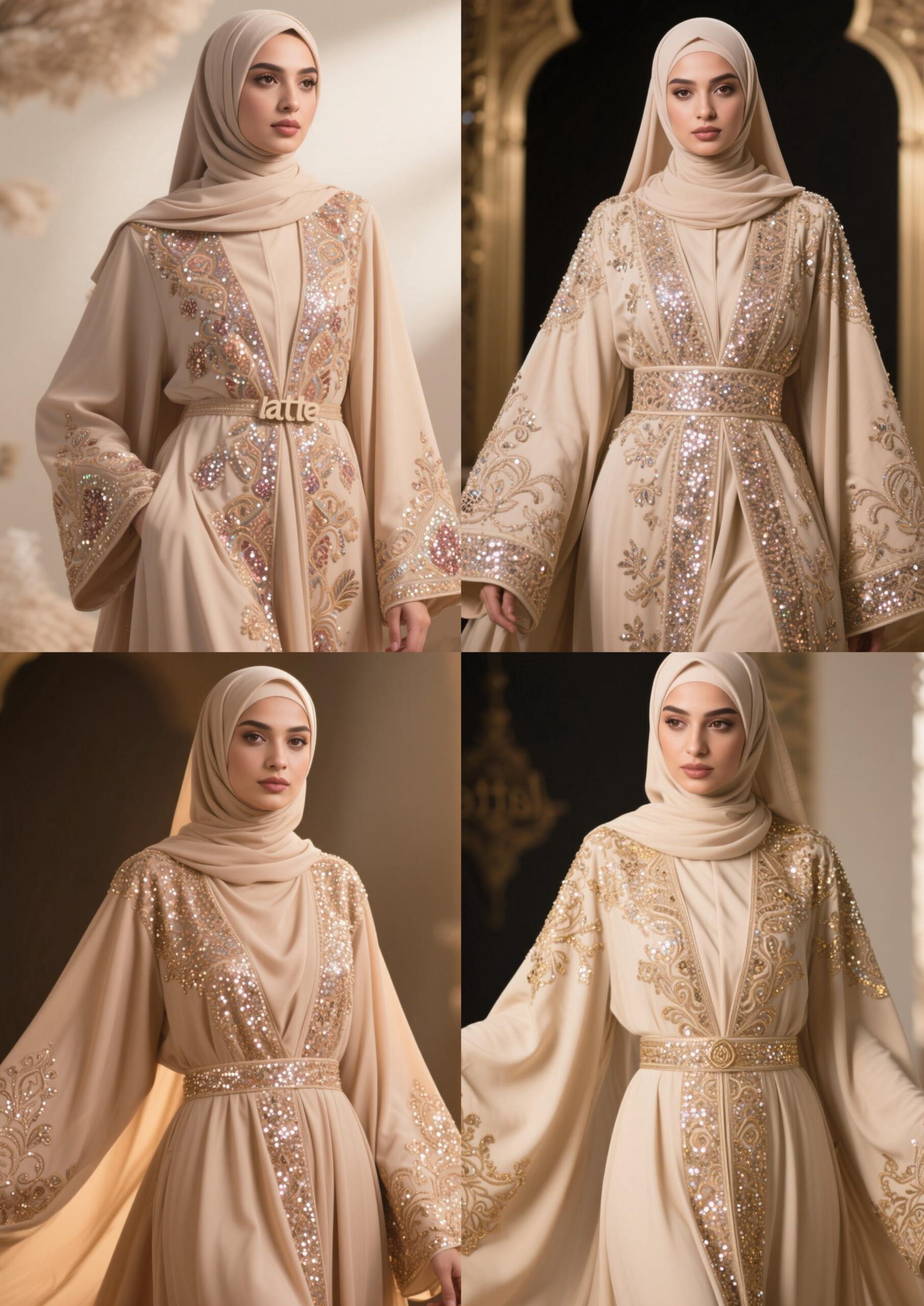 Gamis simpel tapi modis, serta sentuhan mewah dengan payet dan bordir, warna latte - sukabumiheadline.com