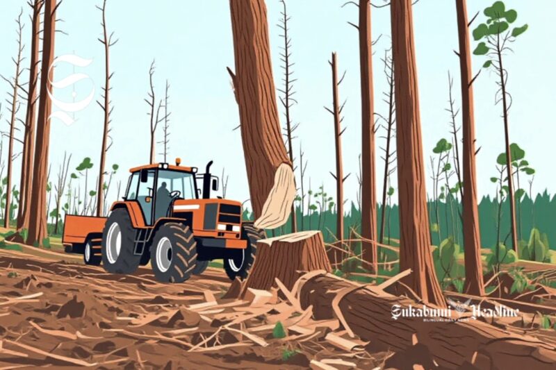 Ilustrasi alih fungsi lahan oleh penambang ilegal yang memicu penggundulan hutan - sukabumiheadline.com