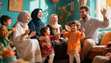 Ilustrasi keluarga Muslim yang bahagia - sukabumiheadline.com/AI