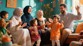 Ilustrasi keluarga Muslim yang bahagia - sukabumiheadline.com/AI