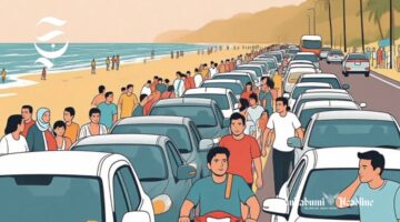 Ilustrasi kemacetan lalu lintas menuju ke pantai - sukabumiheadline.com