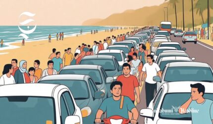 Ilustrasi kemacetan lalu lintas menuju ke pantai - sukabumiheadline.com