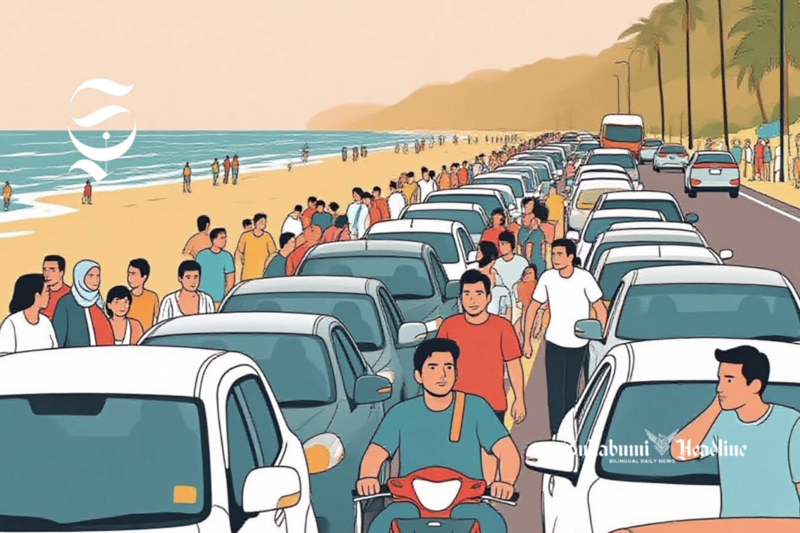 Ilustrasi kemacetan lalu lintas menuju ke pantai - sukabumiheadline.com