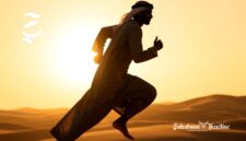 Ilustrasi pria Arab berlari di gurun pasir - sukabumiheadline.com