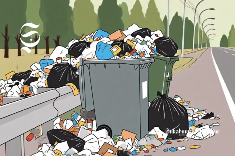 Ilustrasi sampah menumpuk dipinggir jalan - sukabumiheadline.com