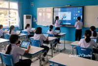 Ilustrasi smart screen di ruang kelas - sukabumiheadline.com/AI