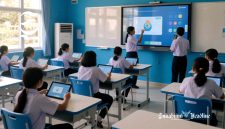Ilustrasi smart screen di ruang kelas - sukabumiheadline.com/AI
