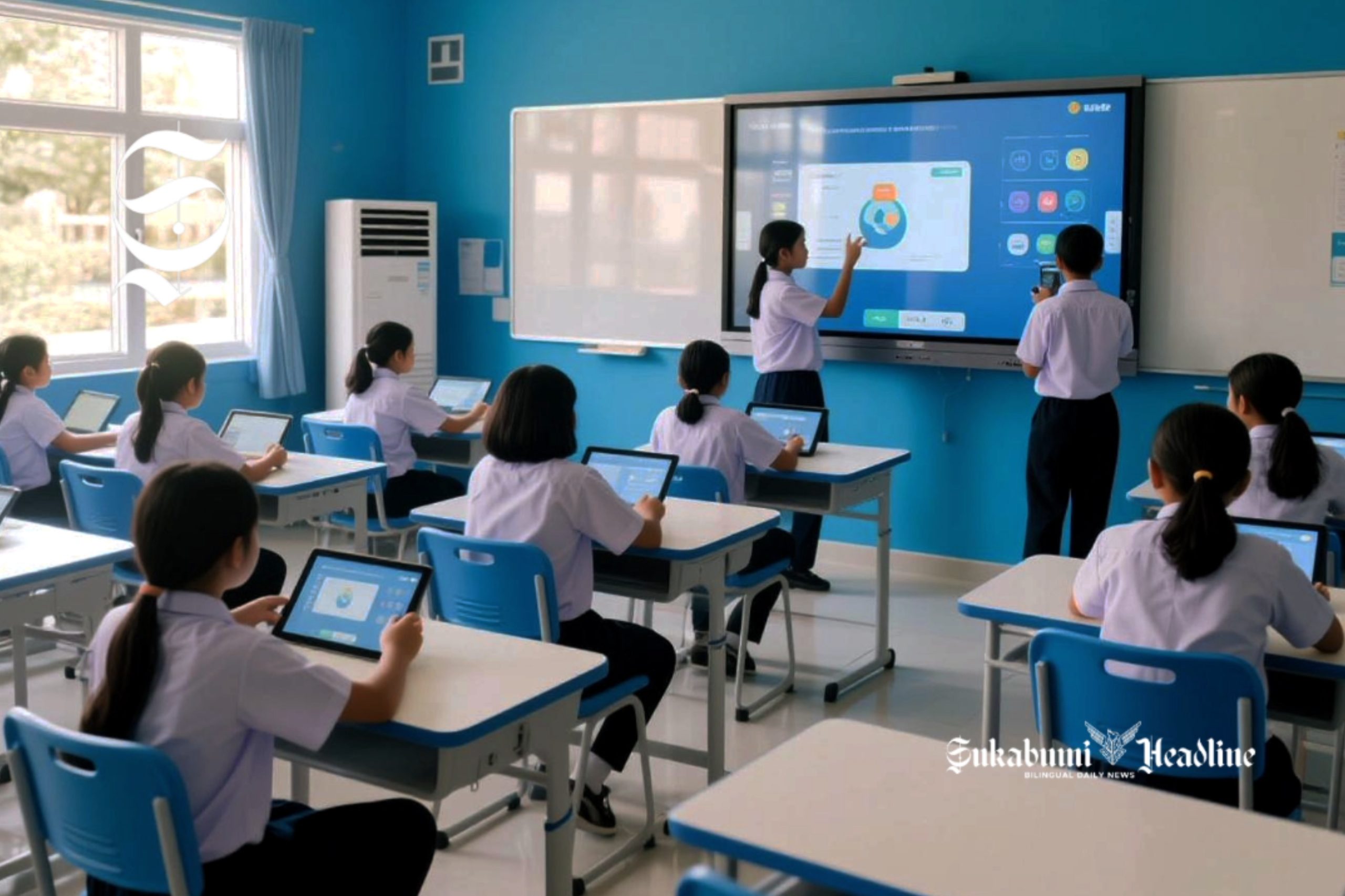 Ilustrasi smart screen di ruang kelas - sukabumiheadline.com