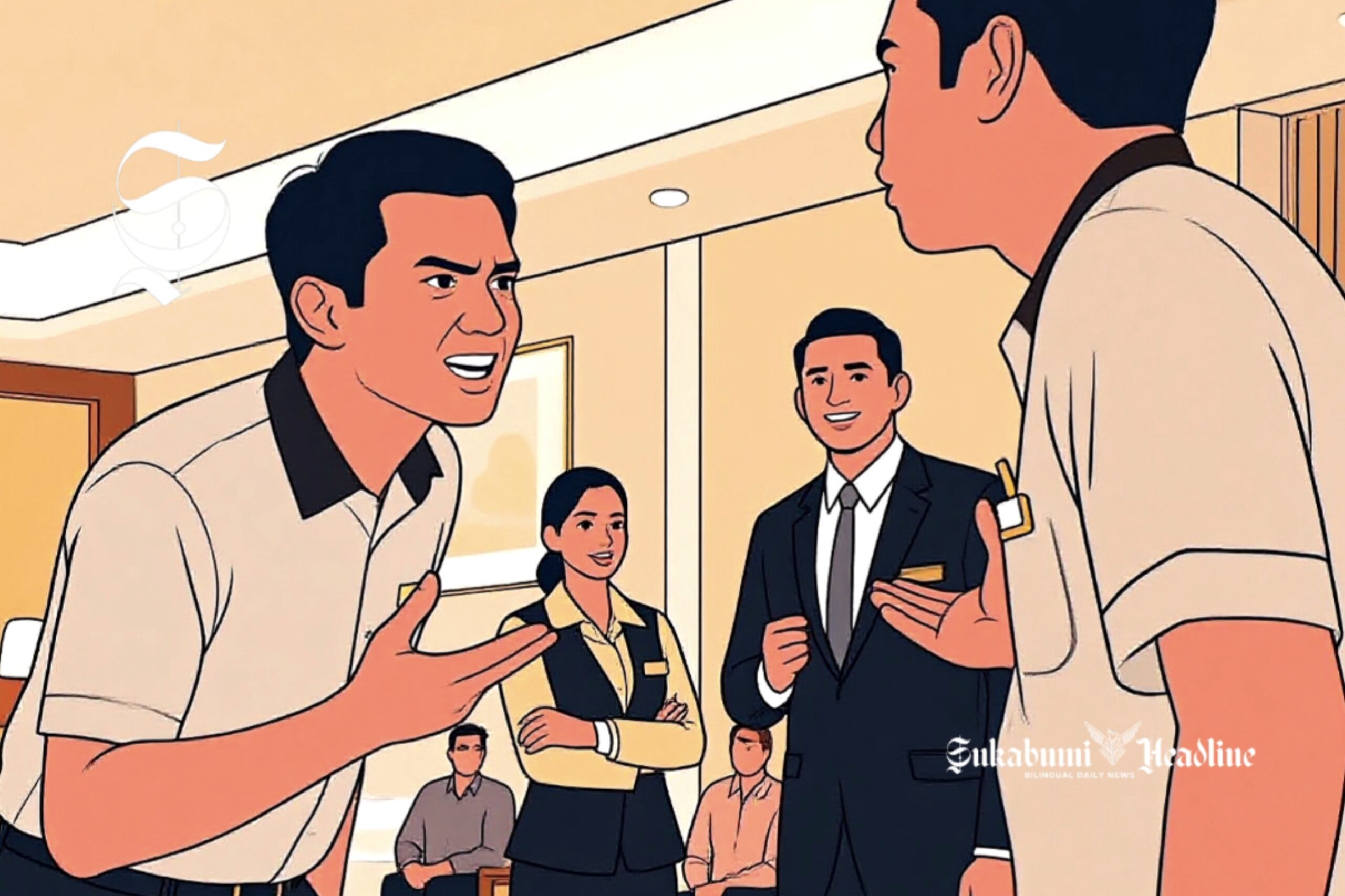 Ilustrasi tamu cekcok dengan pelayan hotel - sukabumiheadline.com