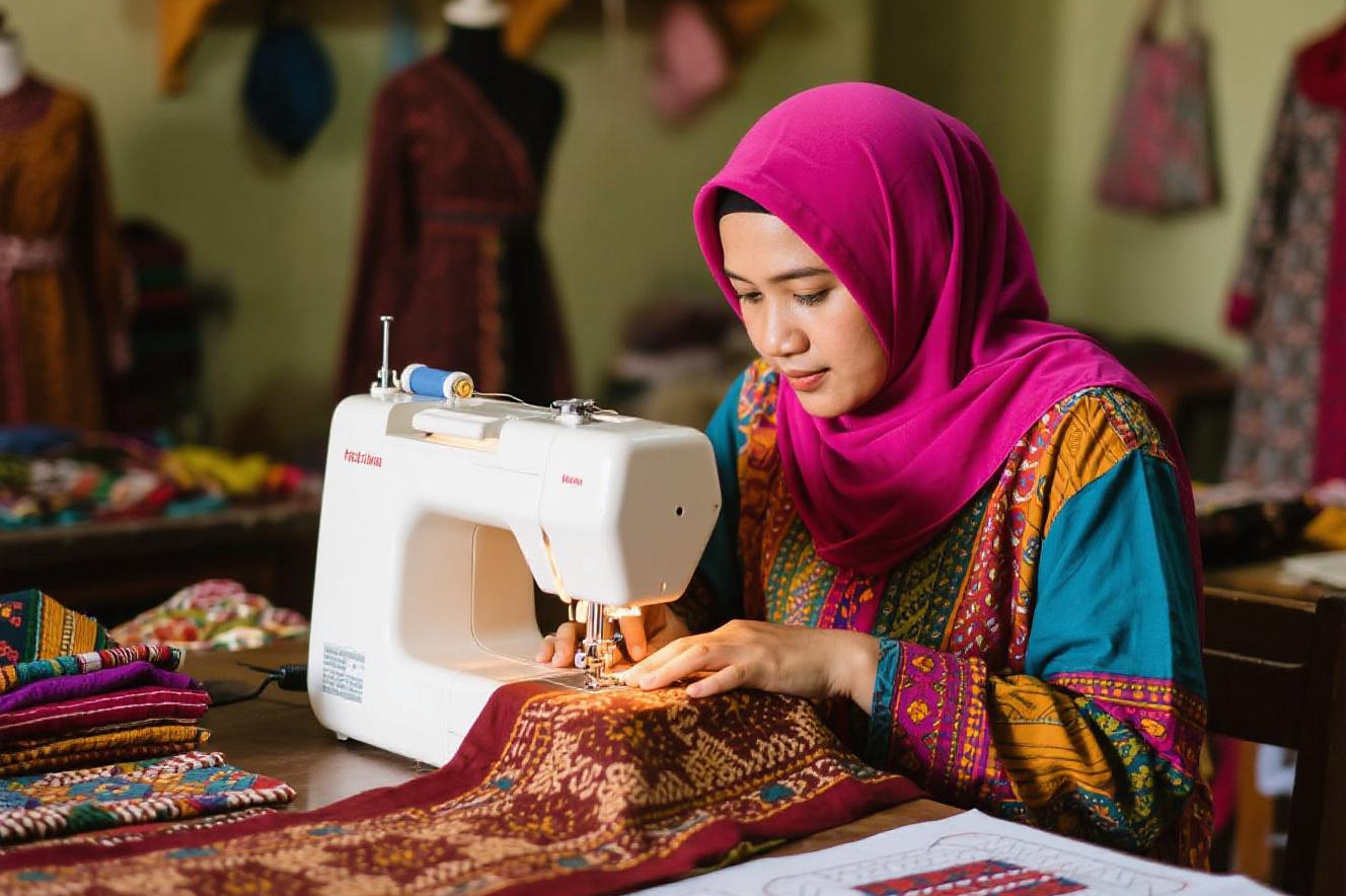 Tasikmalaya juara warga paling kreatif se-Jawa Barat, Sukabumi ke berapa? 1 Ilustrasi usaha konveksi busana Muslim - sukabumiheadline.com