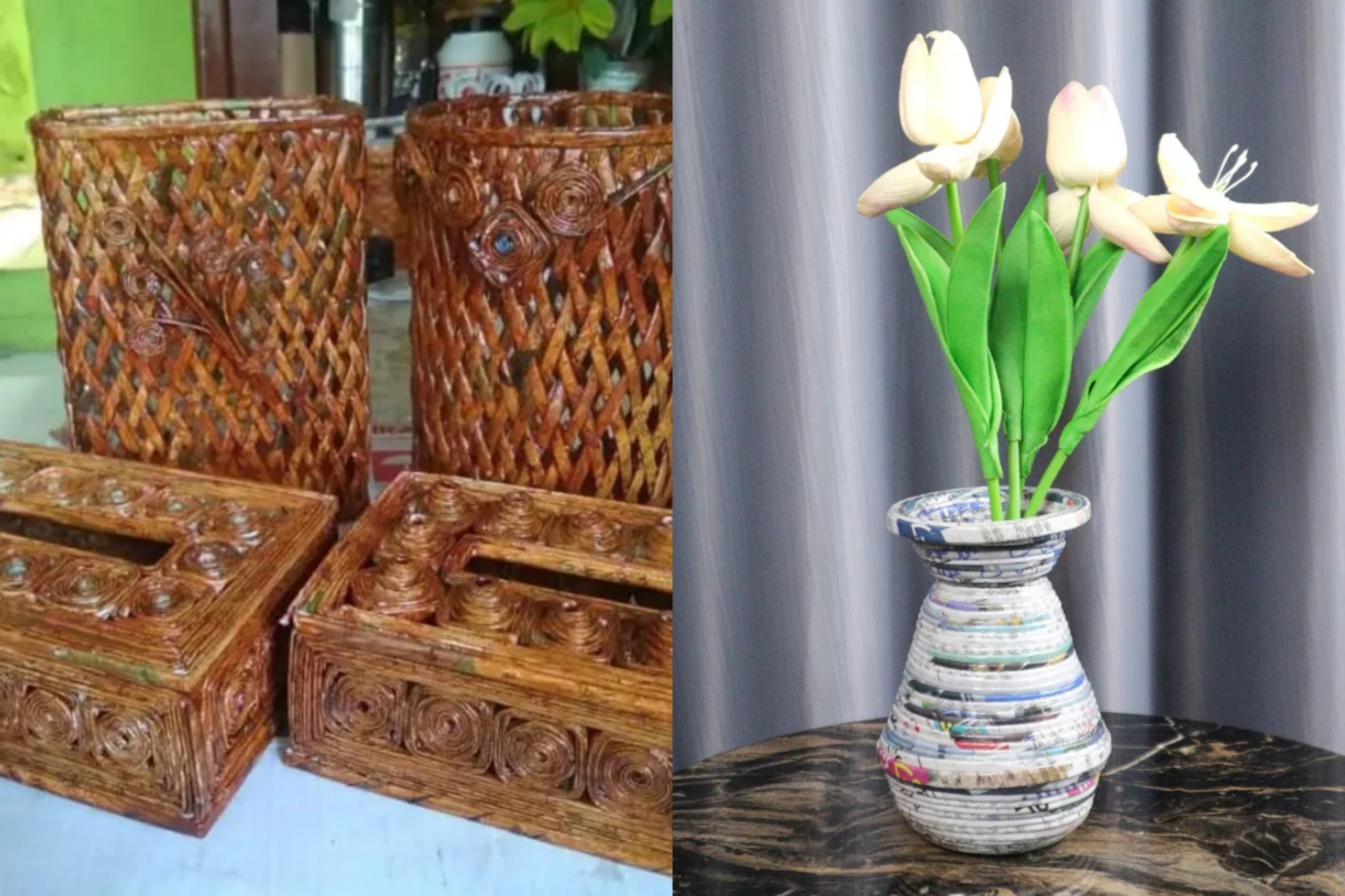 Kerajinan dari kertas bekas kreasi Nurhaeti