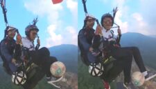 Muhammad Fikri Sirath, atlet freestyle football asal Sukabumi melakukan juggling bola di udara - Ist