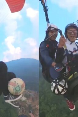 Rekor! Fikri, atlet freestyle football asal Sukabumi juggling bola di udara