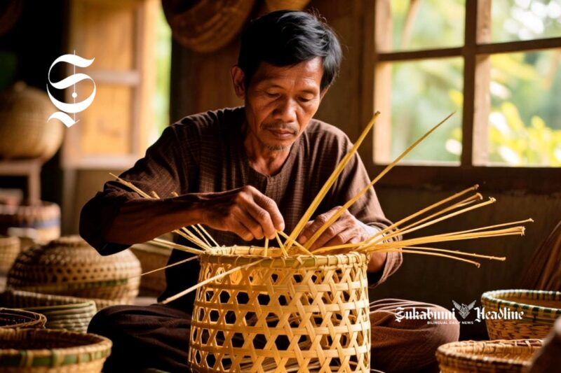 Pengrajin anyaman bambu - sukabumiheadline.com