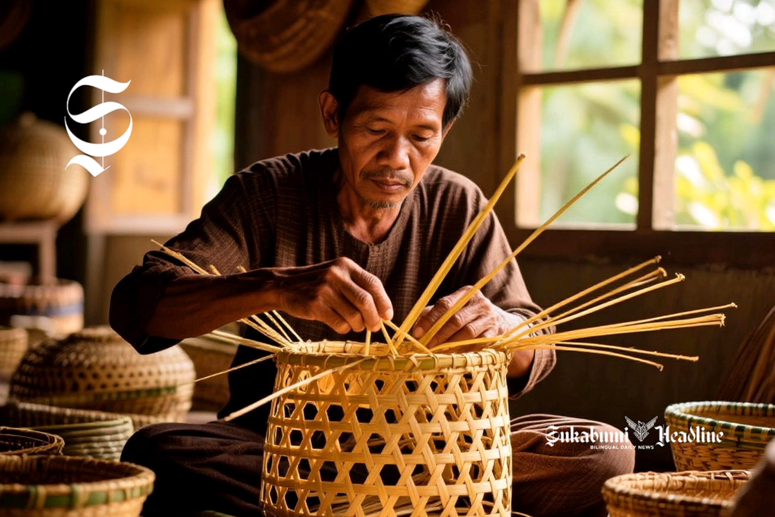 Bukan Cisaat atau Palabuhanratu, ini kecamatan yang warganya paling kreatif di Sukabumi 2 Pengrajin anyaman bambu - sukabumiheadline.com
