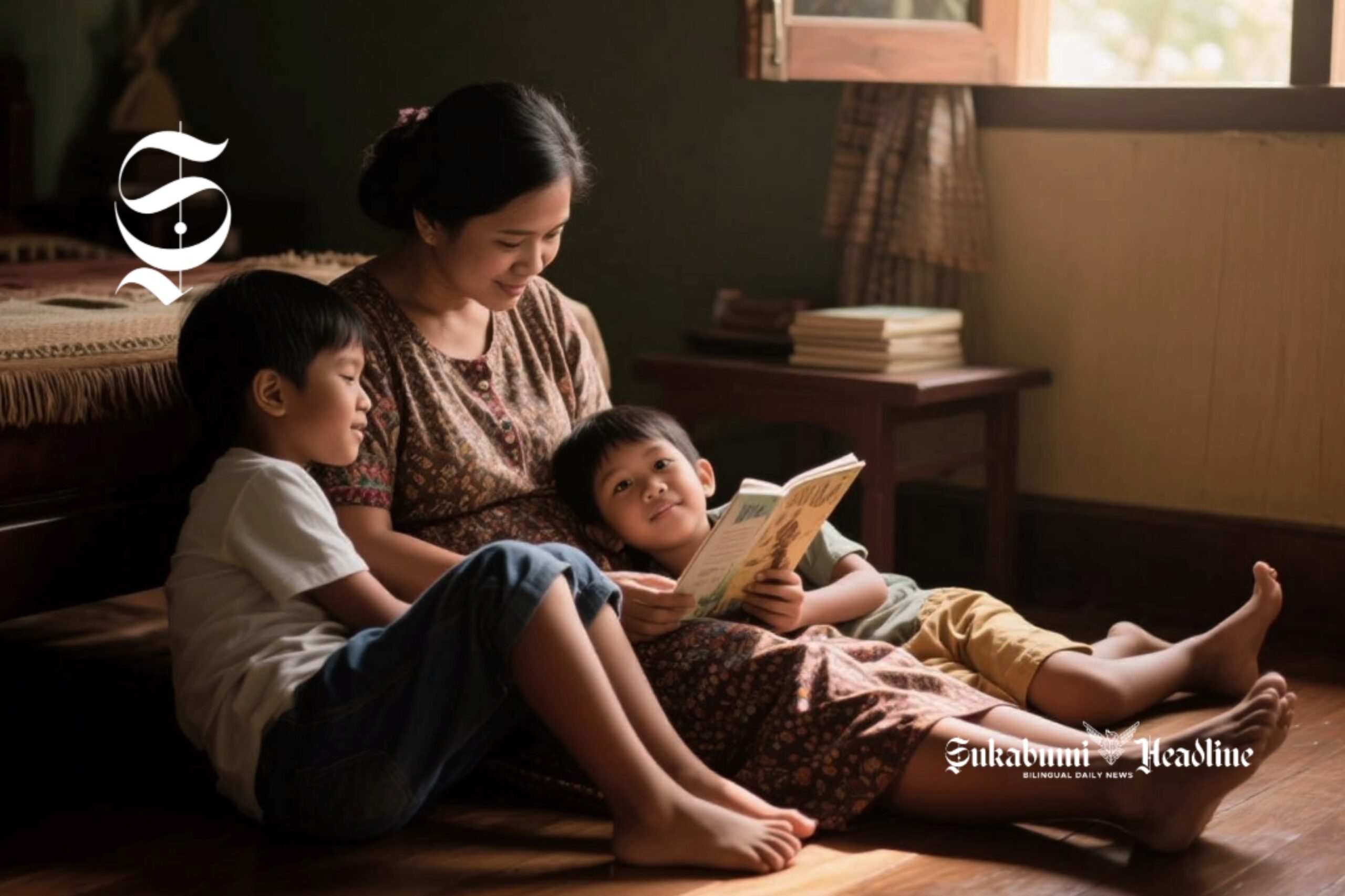 Manfaat dongeng, 7 cerita Sunda dan sejarah Hari Dongeng Nasional 28 November 1 Seorang ibu sedang membacakan dongeng dari buku kepada dua anaknya - sukabumiheadline.com