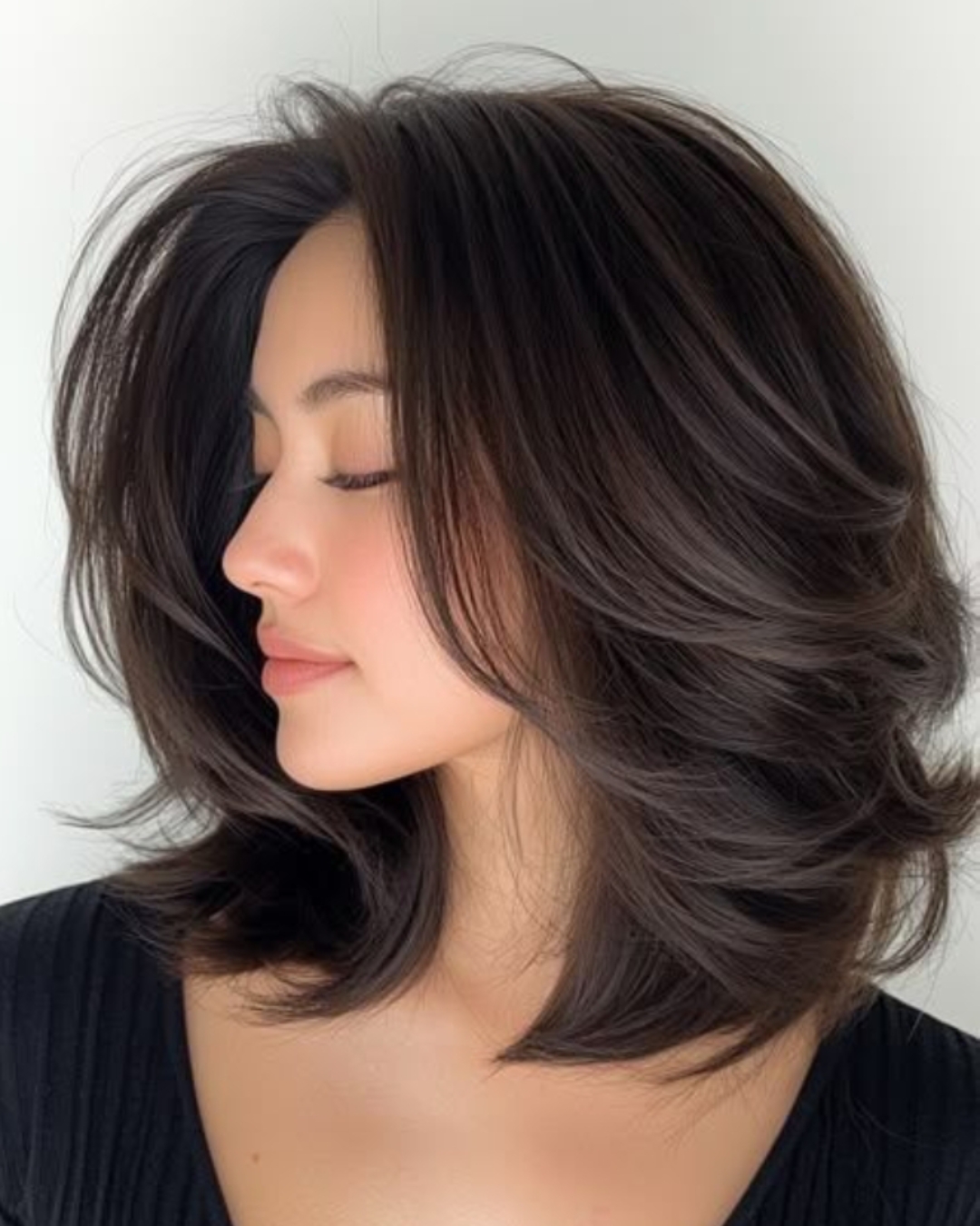 Wanita dengan model rambut layered cut - Pinterest @Dawn