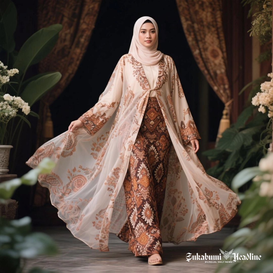 8 inspirasi model gamis outer batik kekinian untuk Hijabers Sukabumi 6