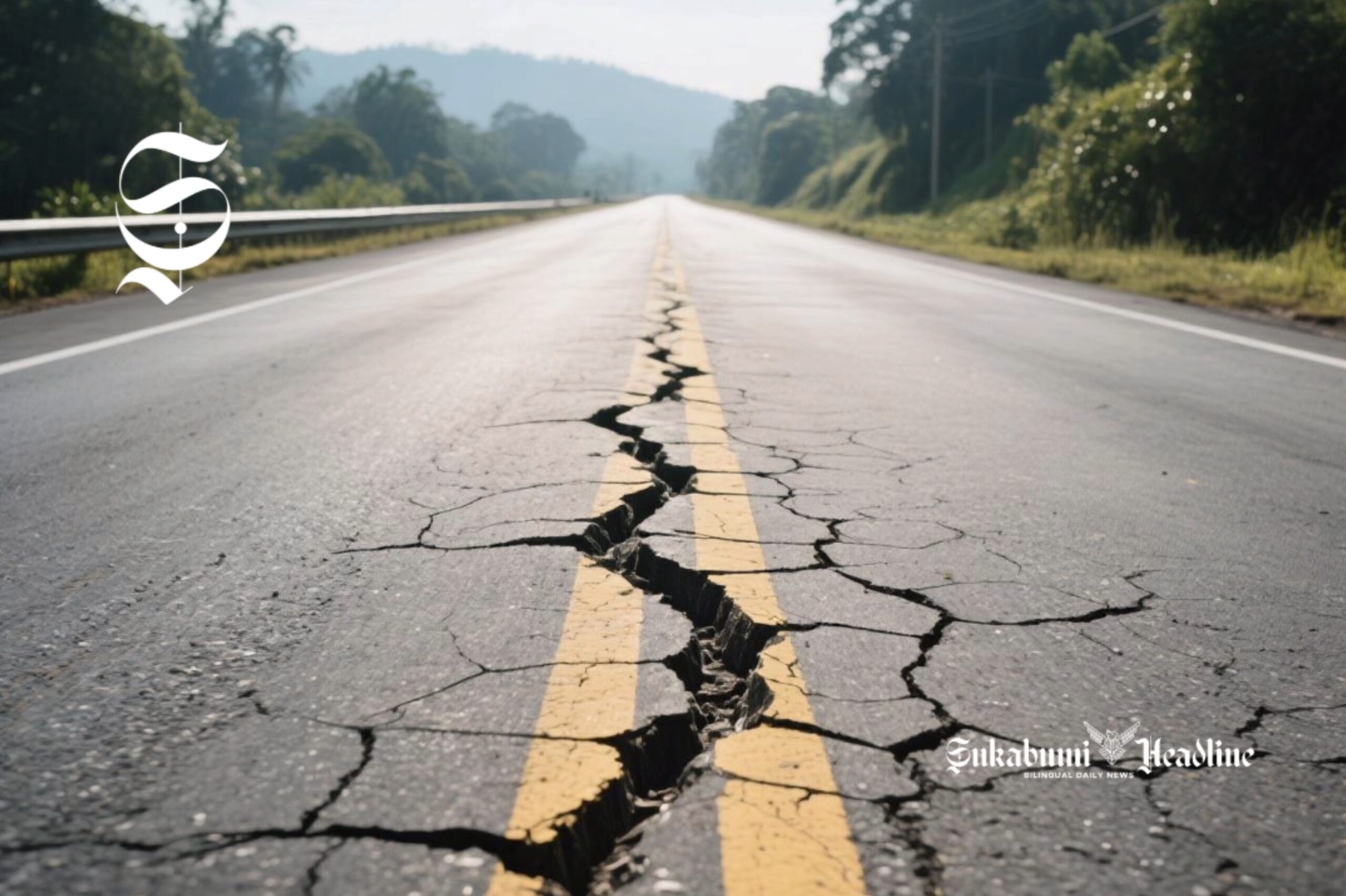 Bencana tanah bergerak mengakibatkan jalan terbelah - sukabumiheadline.com