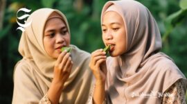 Dua orang gadis sedang mengunyah racikan nyirih/menginang, atau nyeupah dalam tradisi Sunda - sukabumiheadline.com