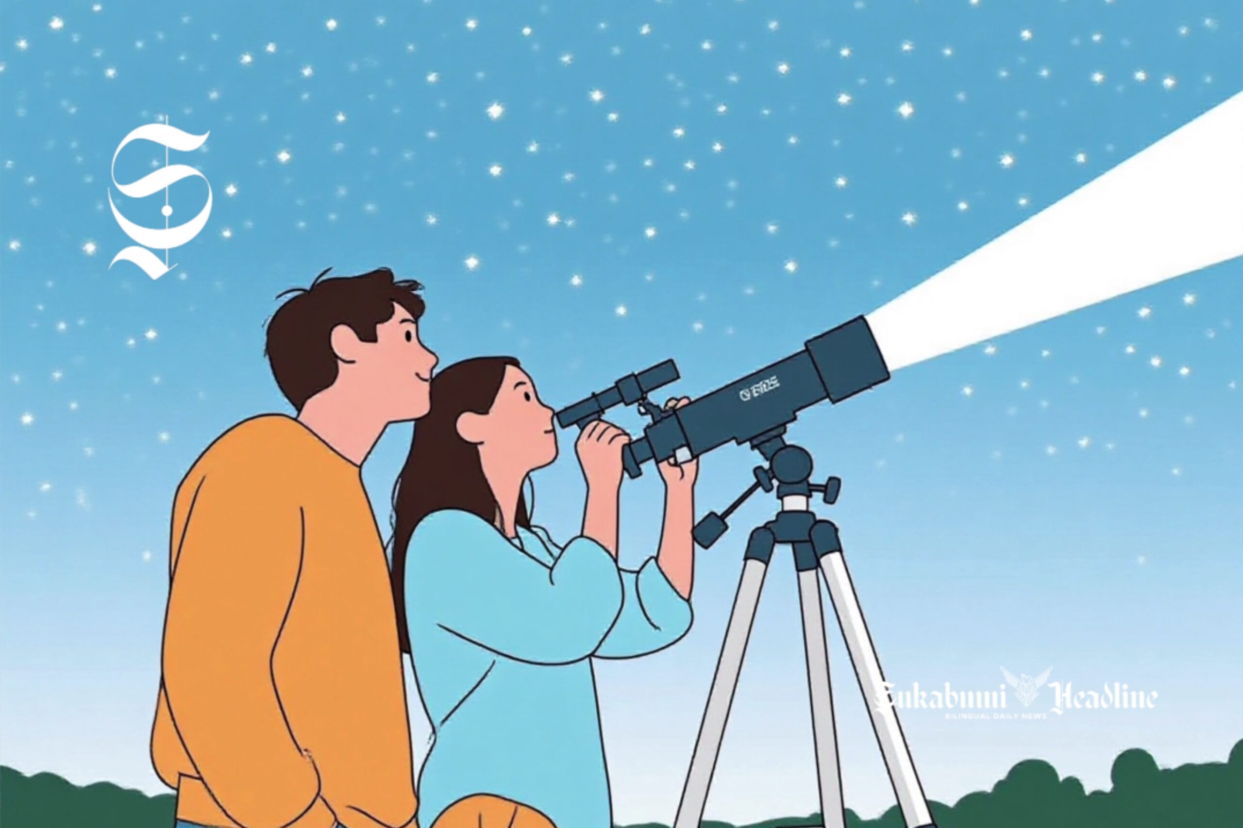 Ilustrasi aktivitas meneropong bintang - sukabumiheadline.com