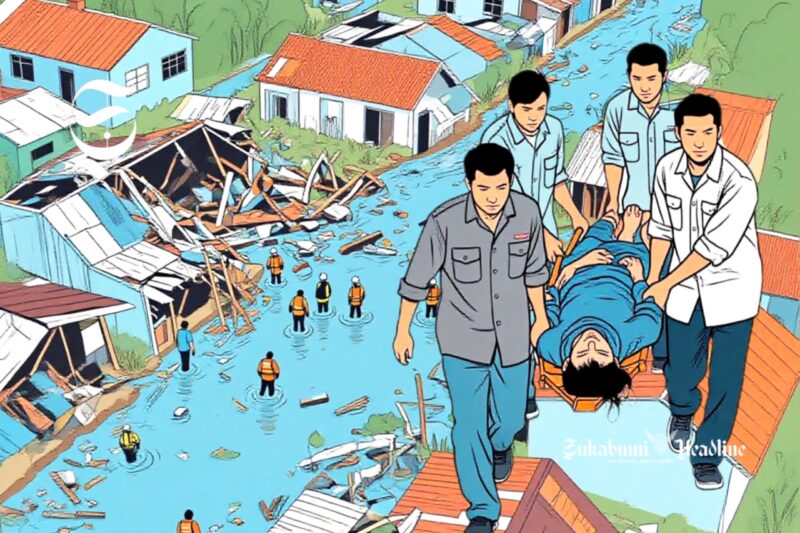 Ilustrasi bencana alam dan evakuasi korban - sukabumiheadline.com