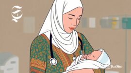 Ilustrasi bidan sedang menggendong bayi baru lahir - sukabumiheadline.com