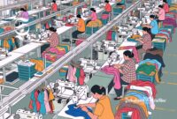 Ilustrasi buruh perempuan di pabrik garmen - sukabumiheadline.com