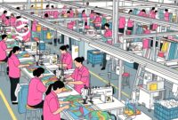 Ilustrasi buruh perempuan sedang bekerja di pabrik garmen - sukabumiheadline.com