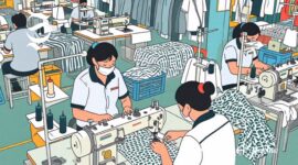 Ilustrasi buruh sedang menjahit di pabrik garmen - sukabumiheadline.com