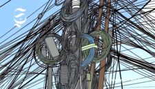Ilustrasi kabel telepon dan internet semrawut - sukabumiheadline.com