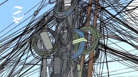 Ilustrasi kabel telepon dan internet semrawut - sukabumiheadline.com