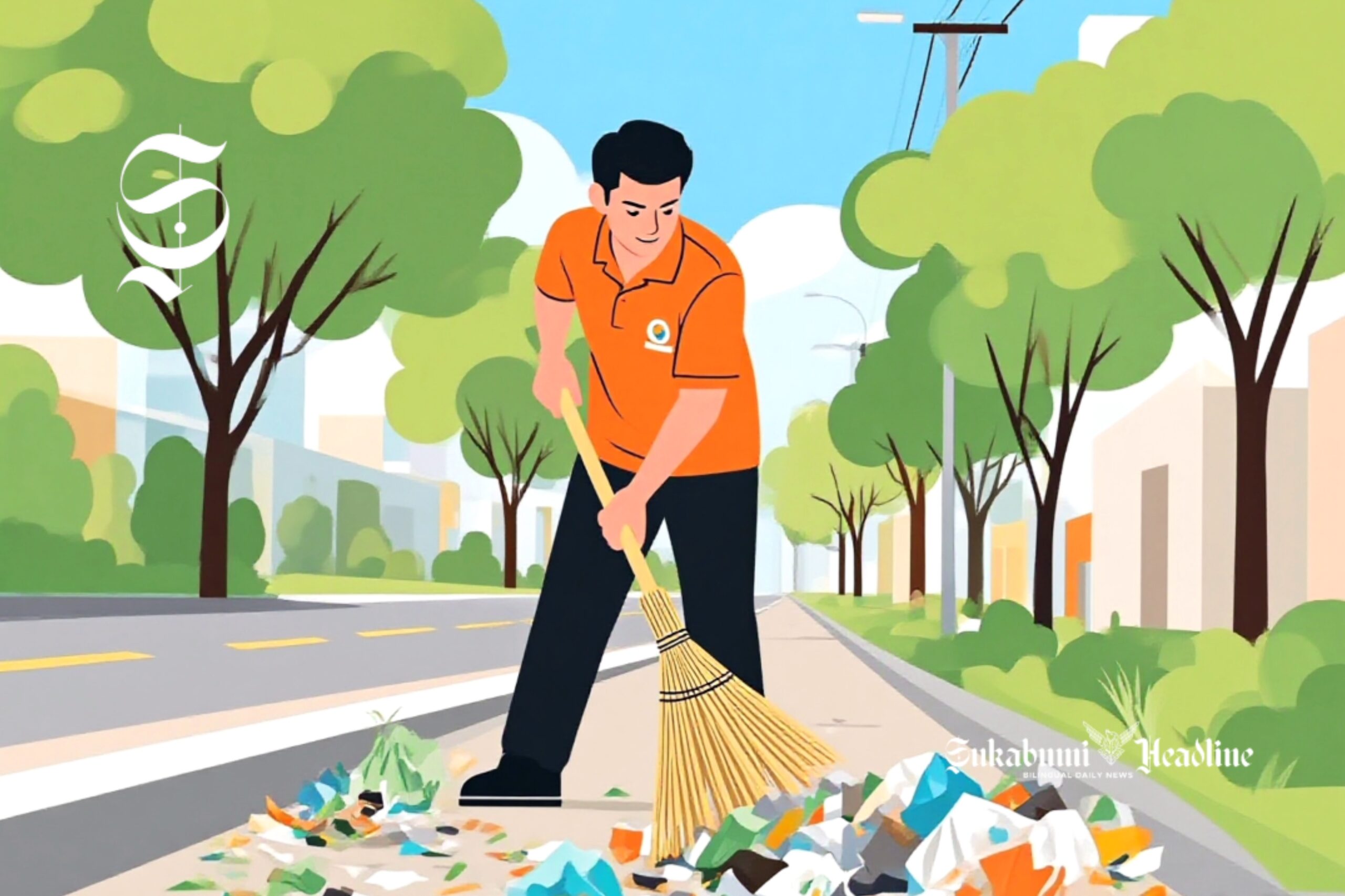 Haram! Hukum membuang sampah sembarangan menurut Islam, ini dalilnya 4 Ilustrasi kerja sosial membersihkan lingkungan - sukabumiheadline.com