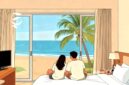 Ilustrasi memandang pantai indah dari dalam kamar hotel ditemani pasangan - sukabumiheadline.com
