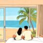 Ilustrasi memandang pantai indah dari dalam kamar hotel ditemani pasangan - sukabumiheadline.com