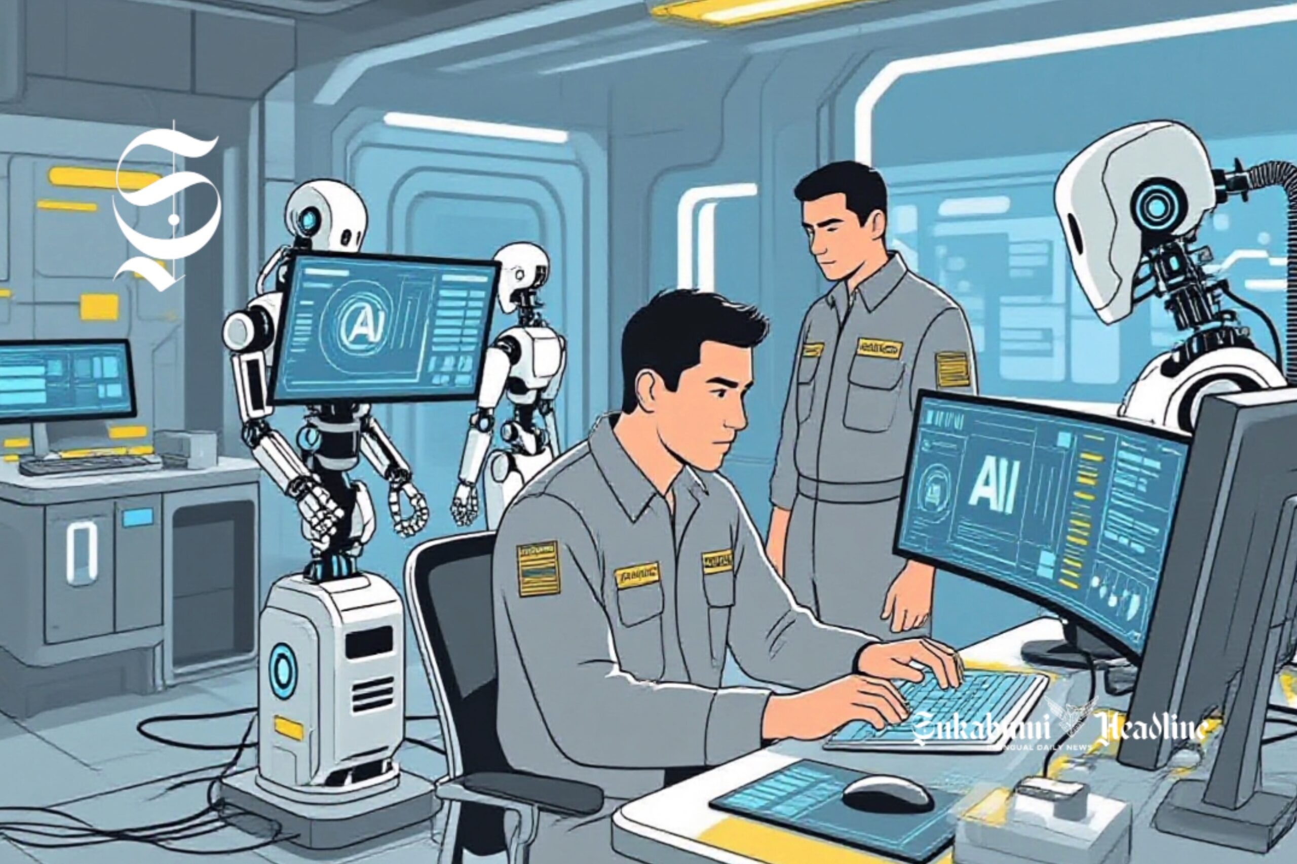 Ilustrasi pegawai sedang bekerja dengan bantuan AI - sukabumiheadline.com